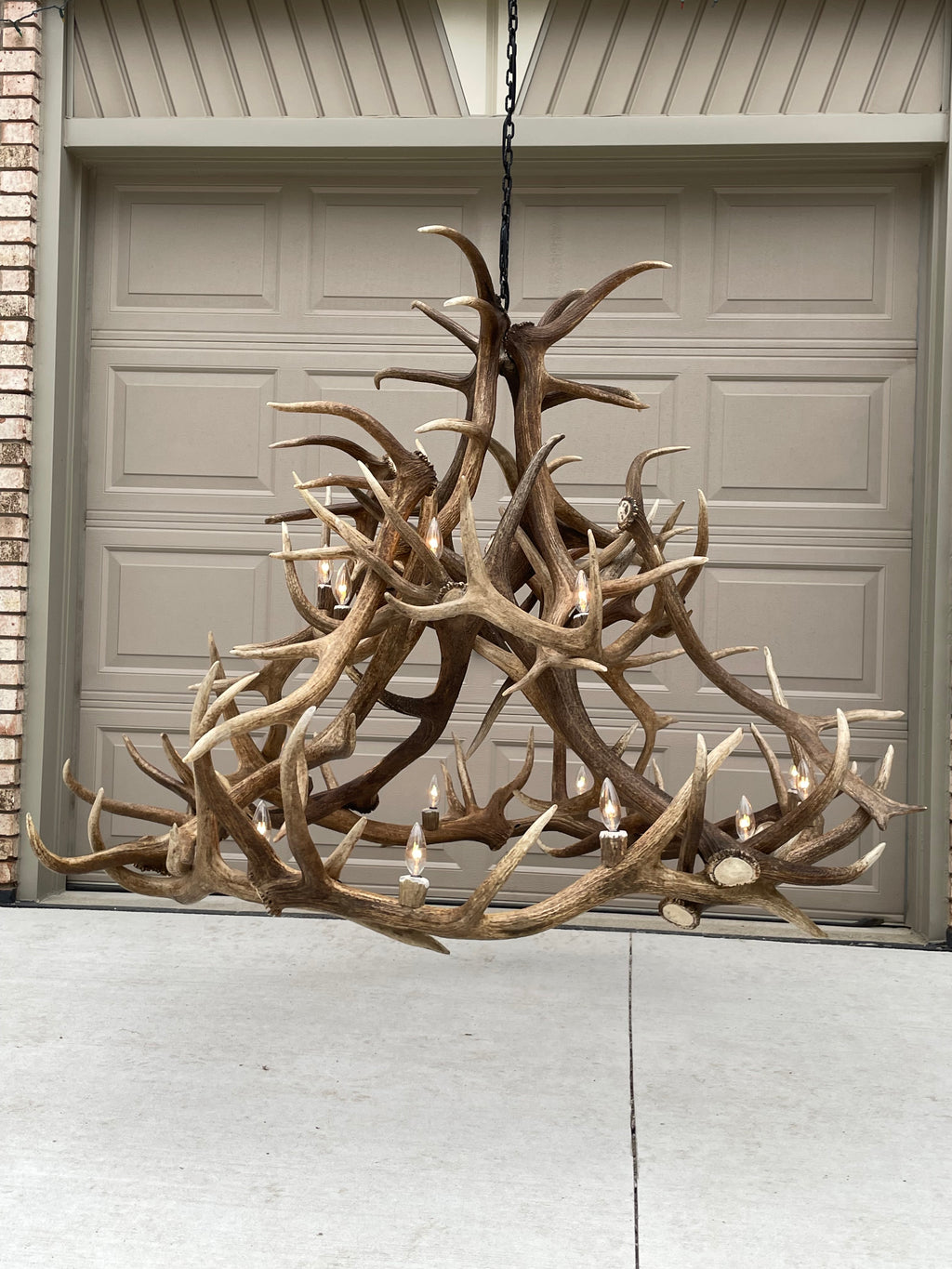 Grand Regal 60" Wide, 18 Lights,  Real Elk Antler Chandelier