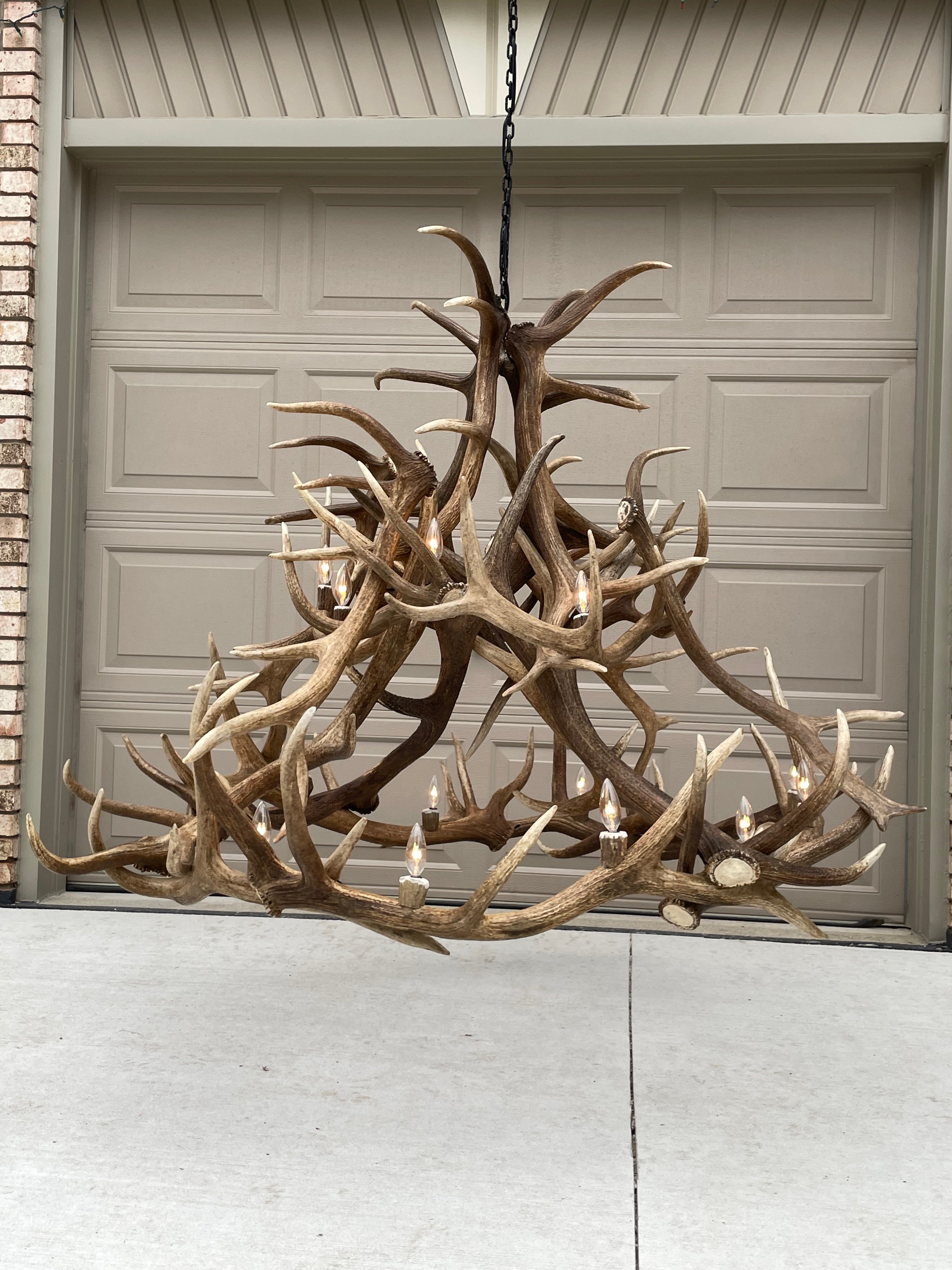 Grand Regal 60" Wide, 18 Lights,  Real Elk Antler Chandelier