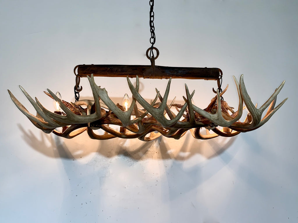 The Wild Wild West Oblong Real Antler Chandelier