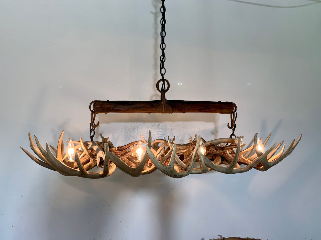 The Wild Wild West Oblong Real Antler Chandelier