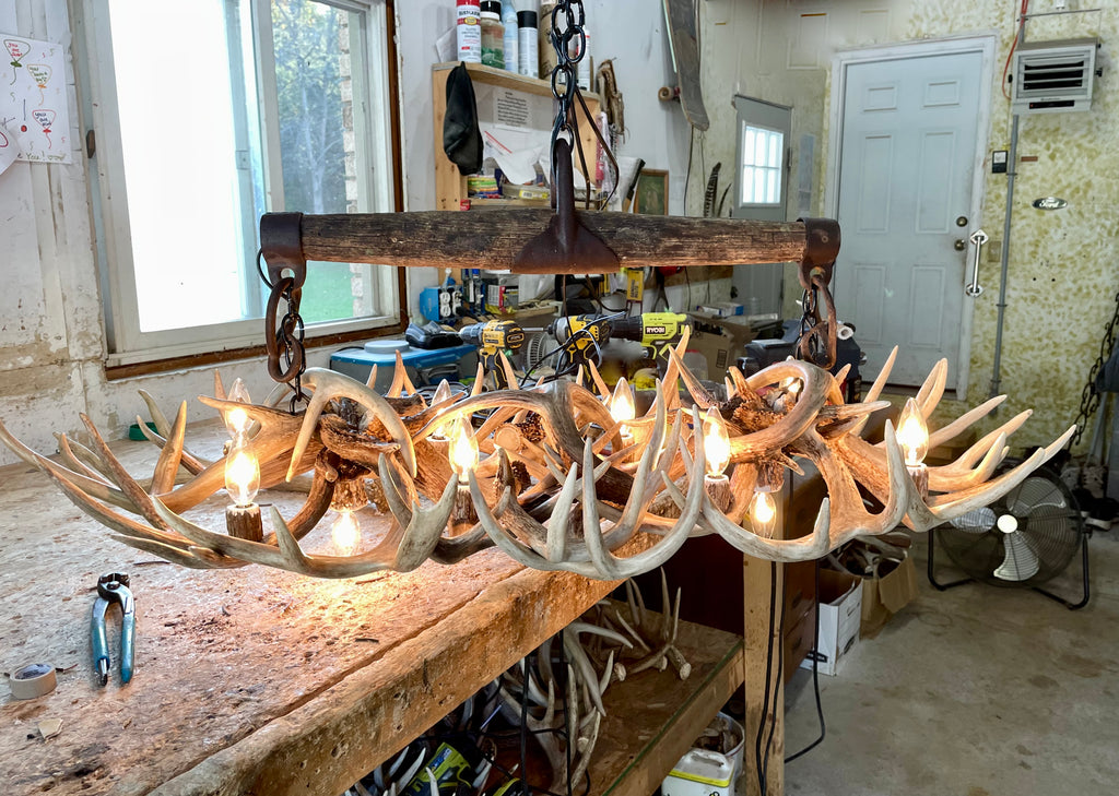 The Wild Wild West Oblong Real Antler Chandelier