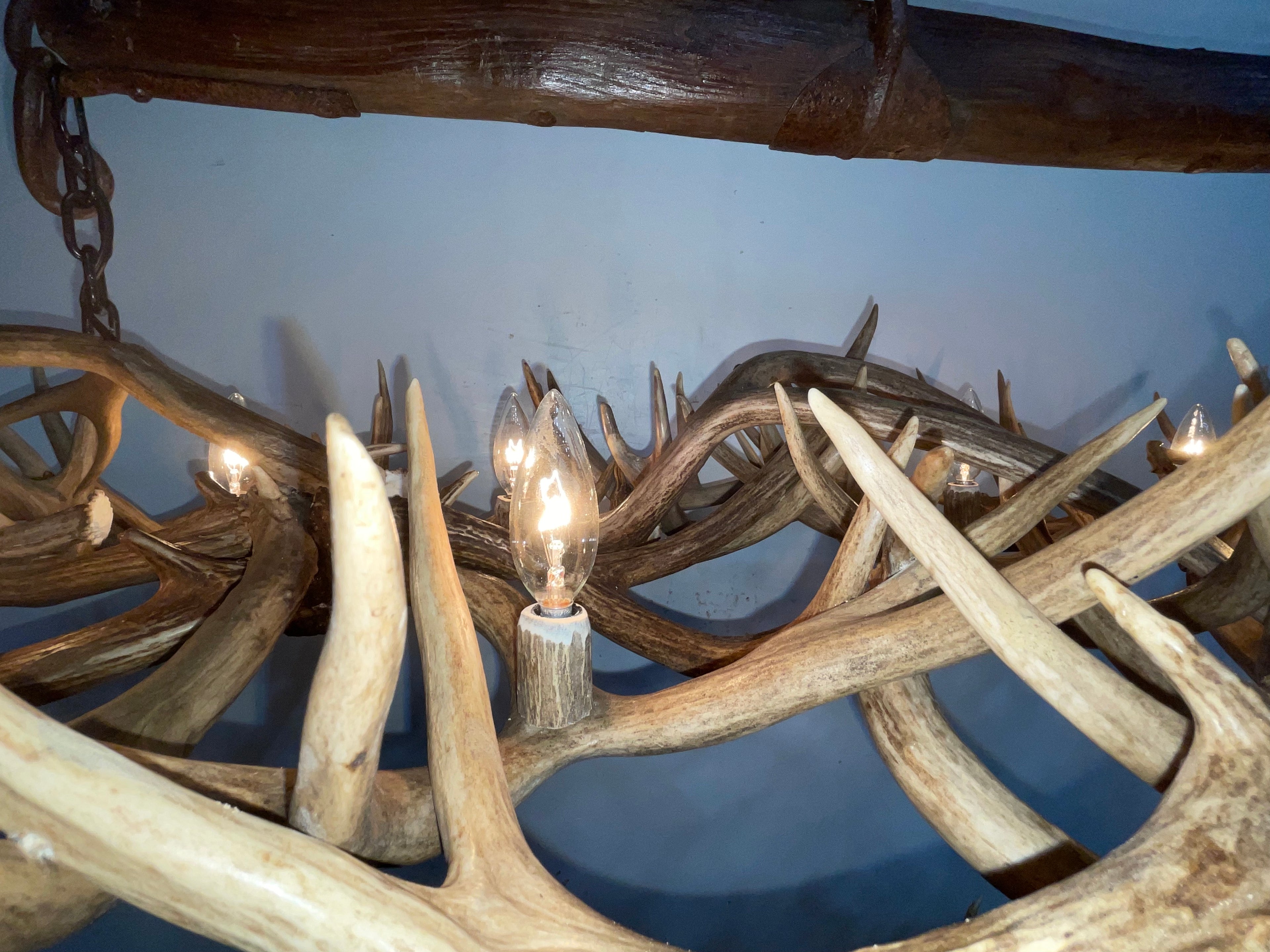 The Wild Wild West Oblong Real Antler Chandelier