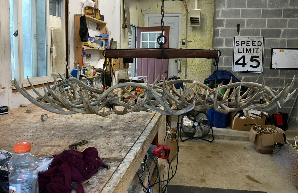 The Wild Wild West Oblong Real Antler Chandelier