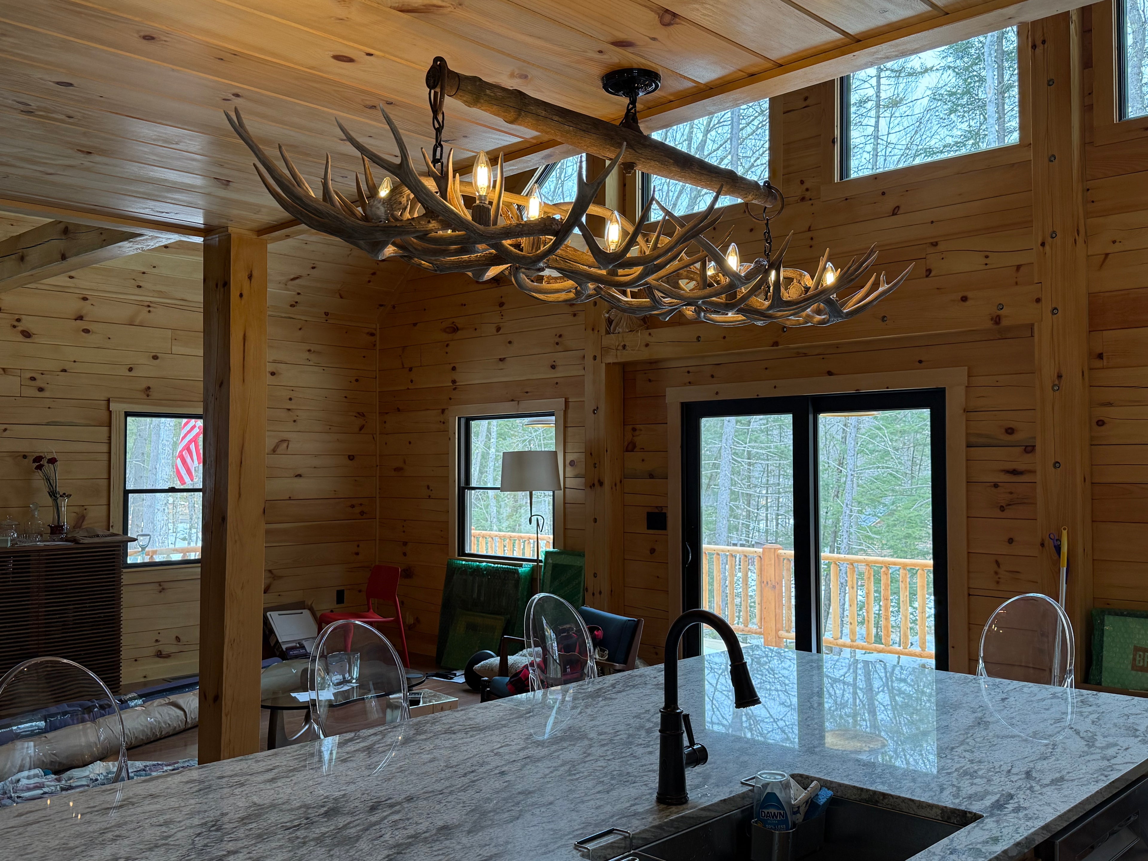 The Wild Wild West Oblong Real Antler Chandelier