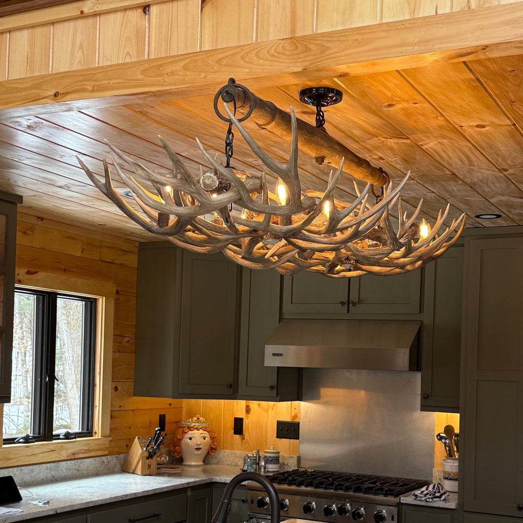 The Wild Wild West Oblong Real Antler Chandelier