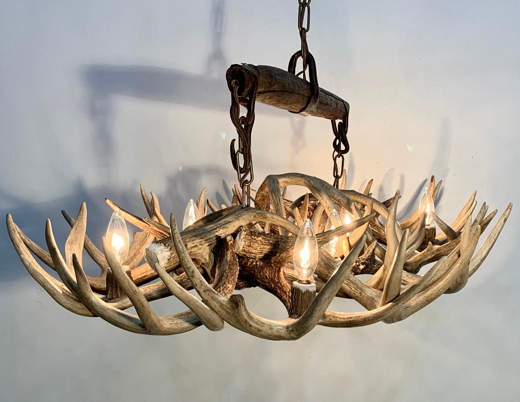 The Wild Wild West Oblong Real Antler Chandelier