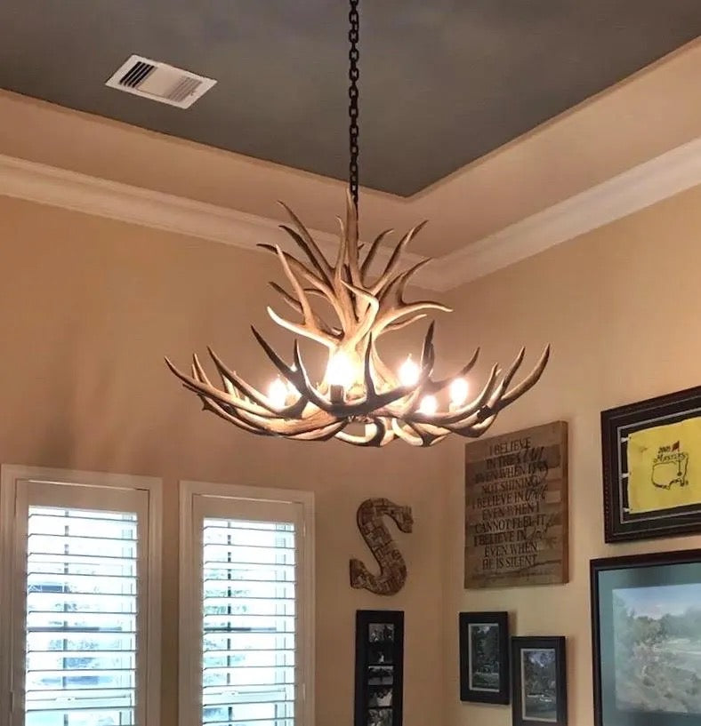 The Whitefish Real Mule Deer Antler Chandelier
