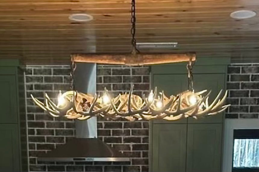 The Wild Wild West Oblong Real Antler Chandelier
