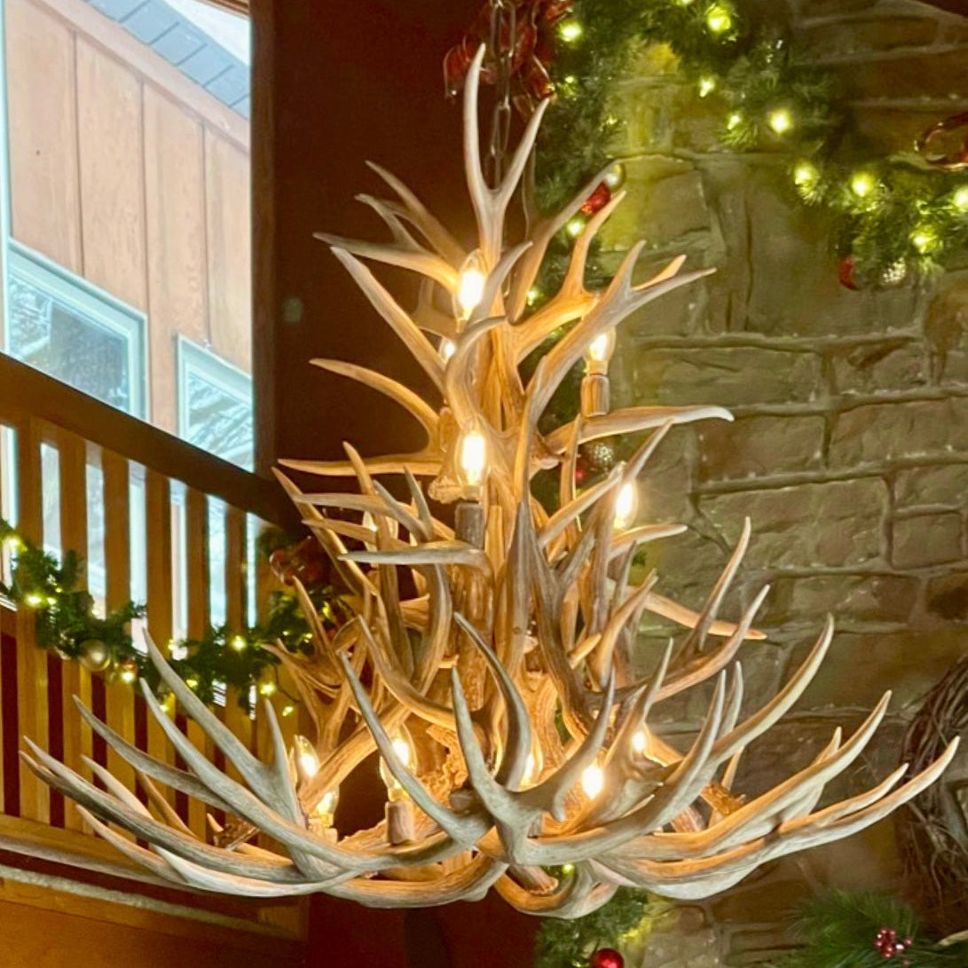 The Montana Real Deer Antler Chandelier  13 Lights