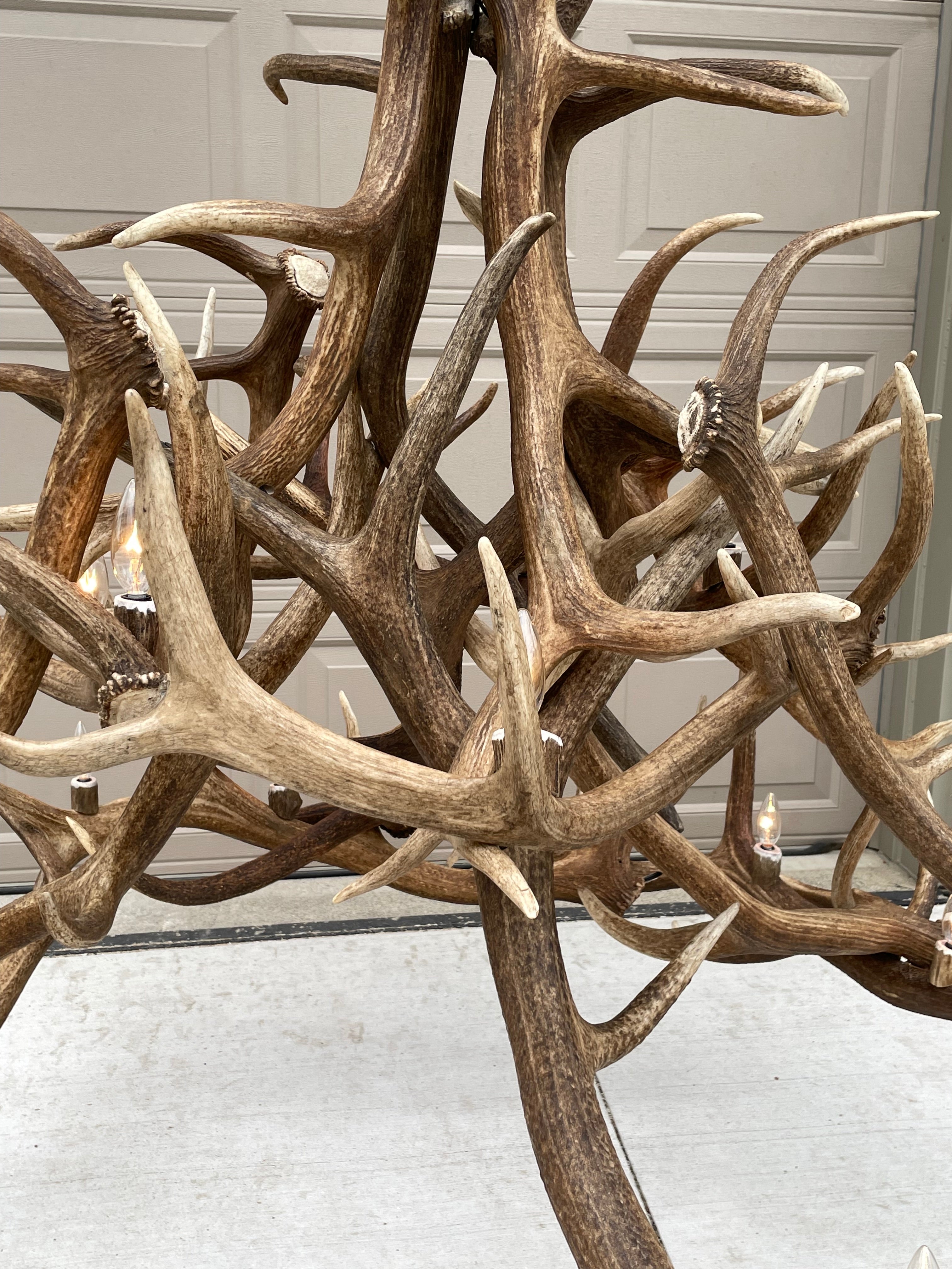 Grand Regal 60" Wide, 18 Lights,  Real Elk Antler Chandelier