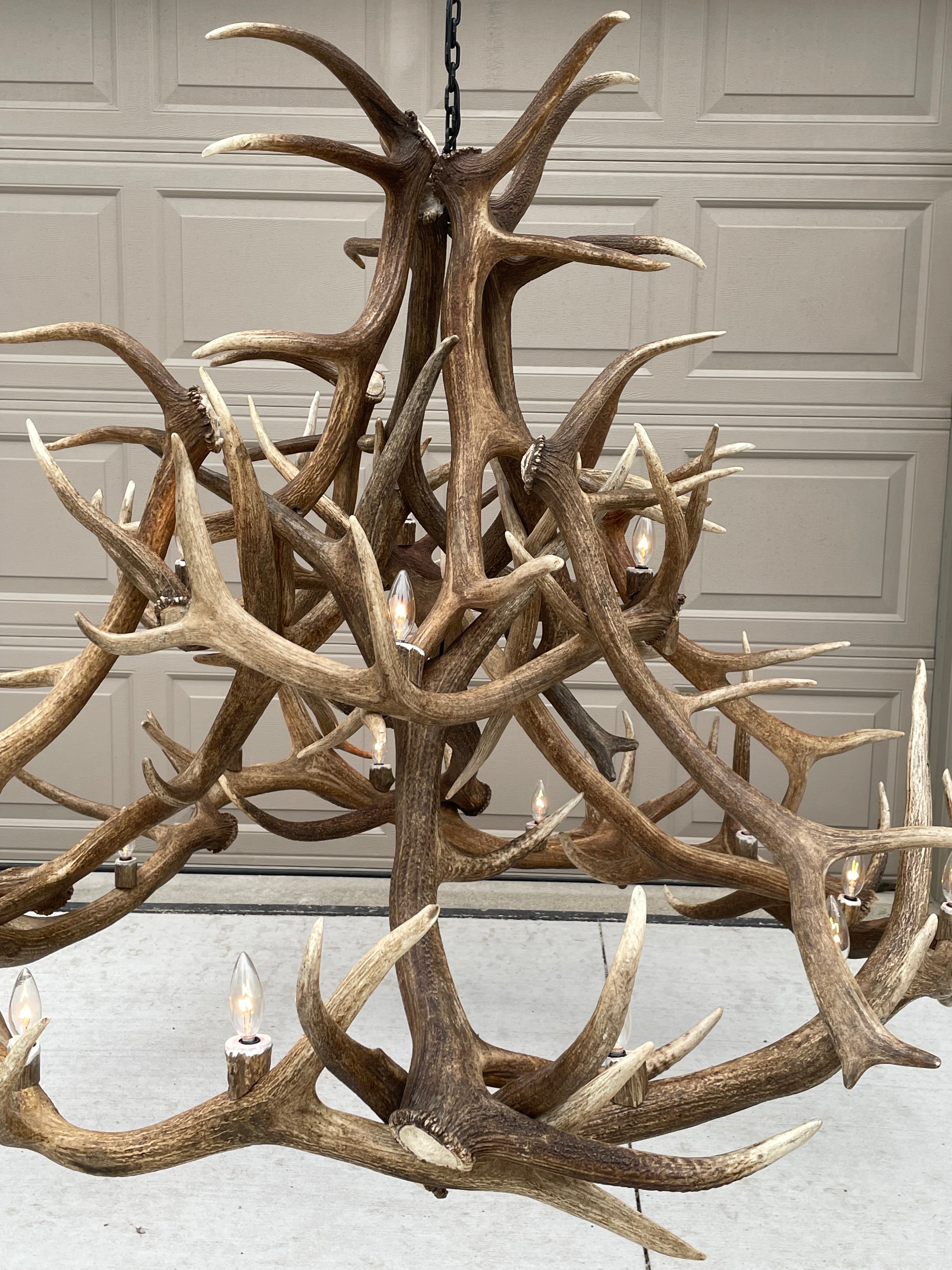 Grand Regal 60" Wide, 18 Lights,  Real Elk Antler Chandelier