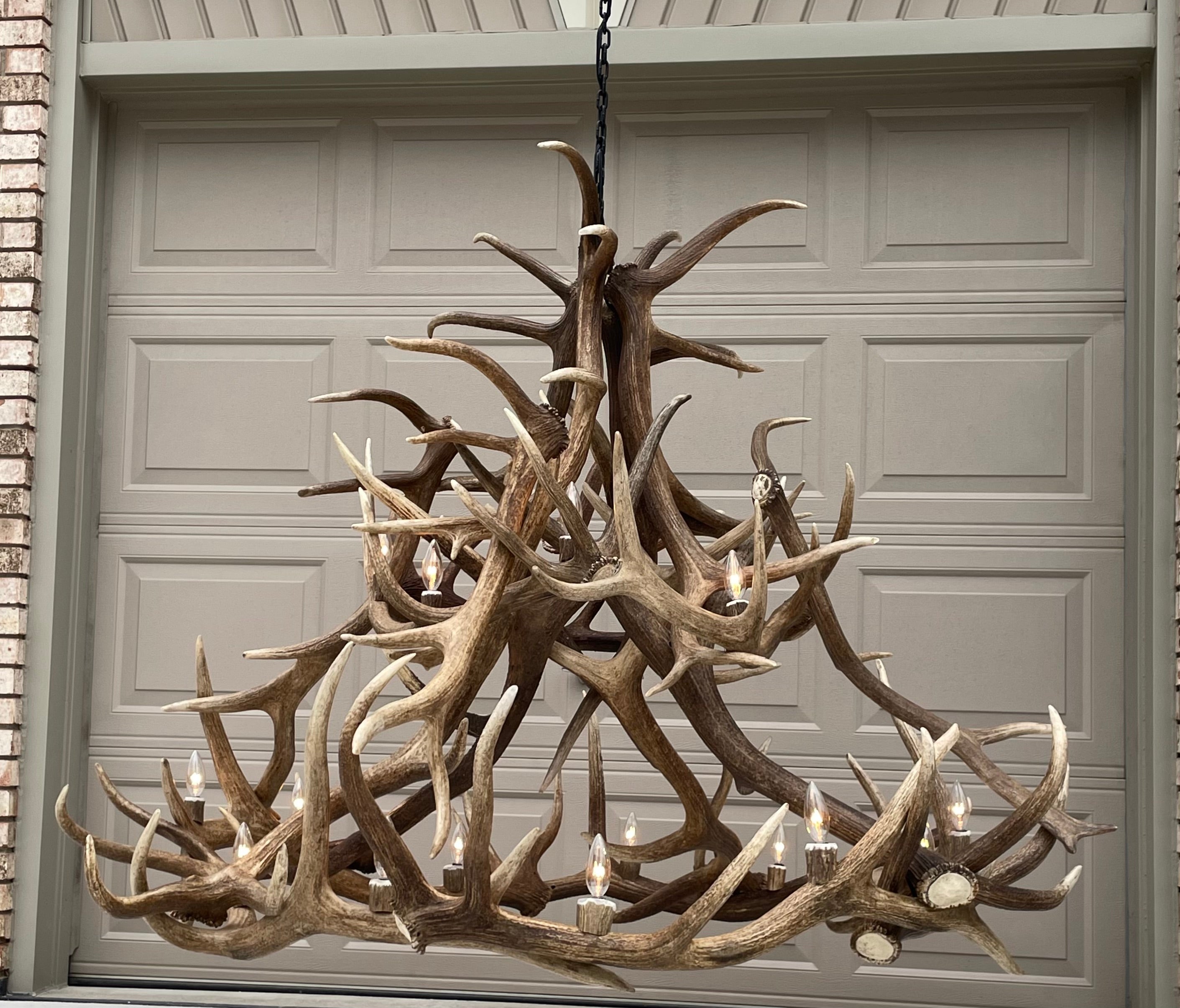Grand Regal 60" Wide, 18 Lights,  Real Elk Antler Chandelier