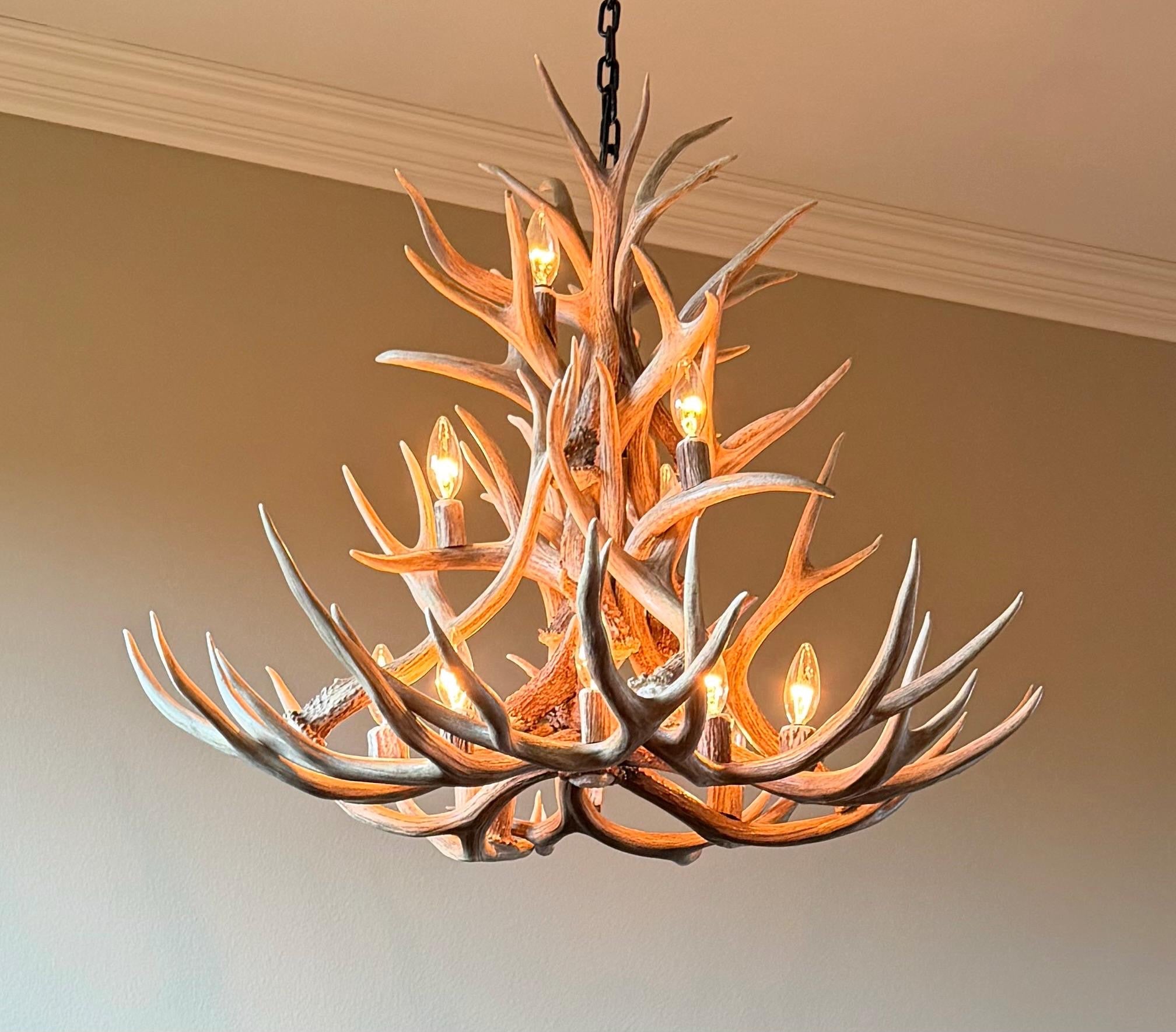 The Montana Real Deer Antler Chandelier  13 Lights