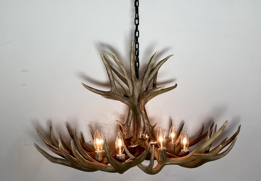 The Whitefish Real Mule Deer Antler Chandelier