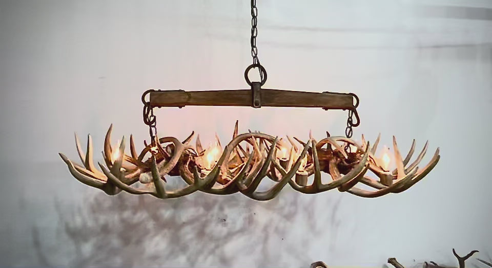 wild Wild West real antler chandelier ox yoke oblong video