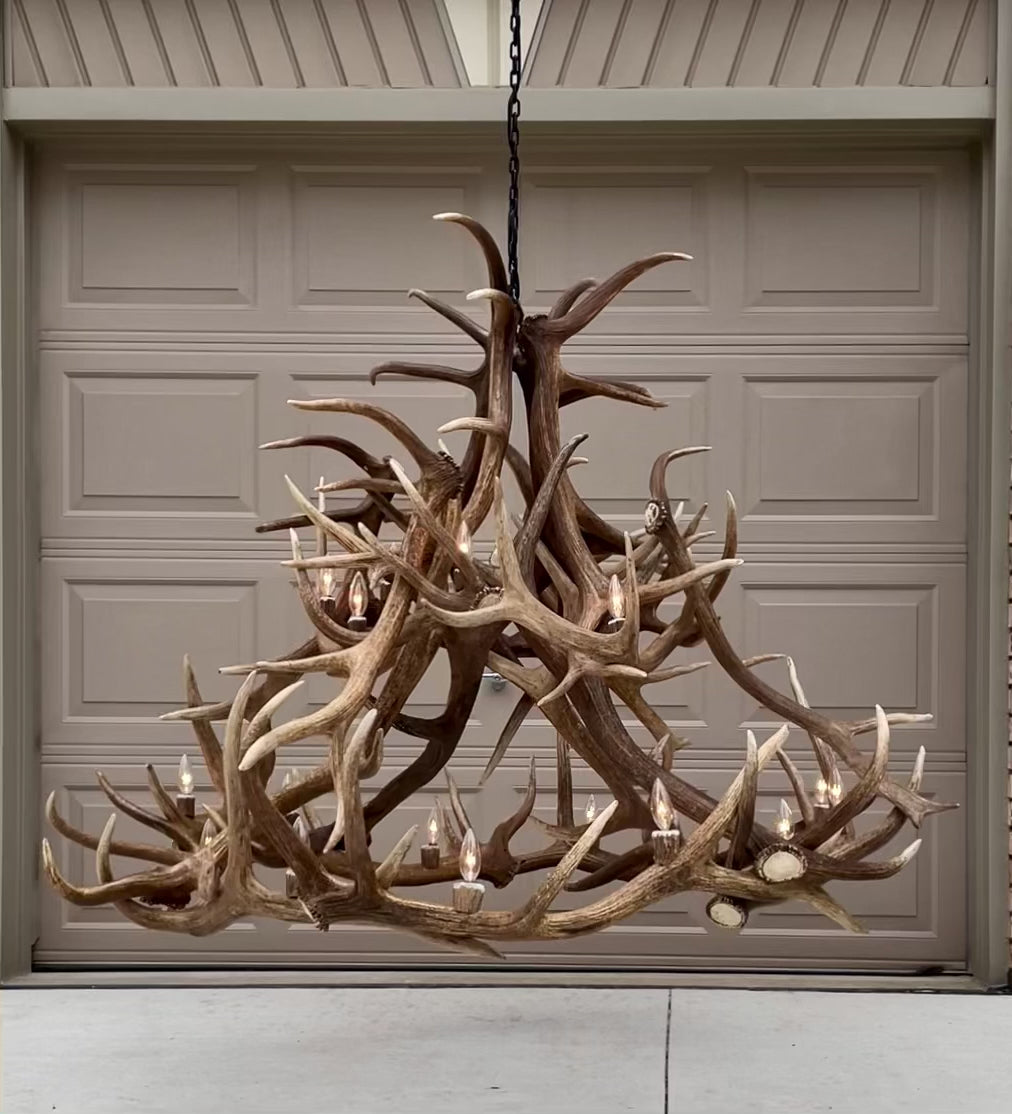 60" grand regal real elk antler chandelier