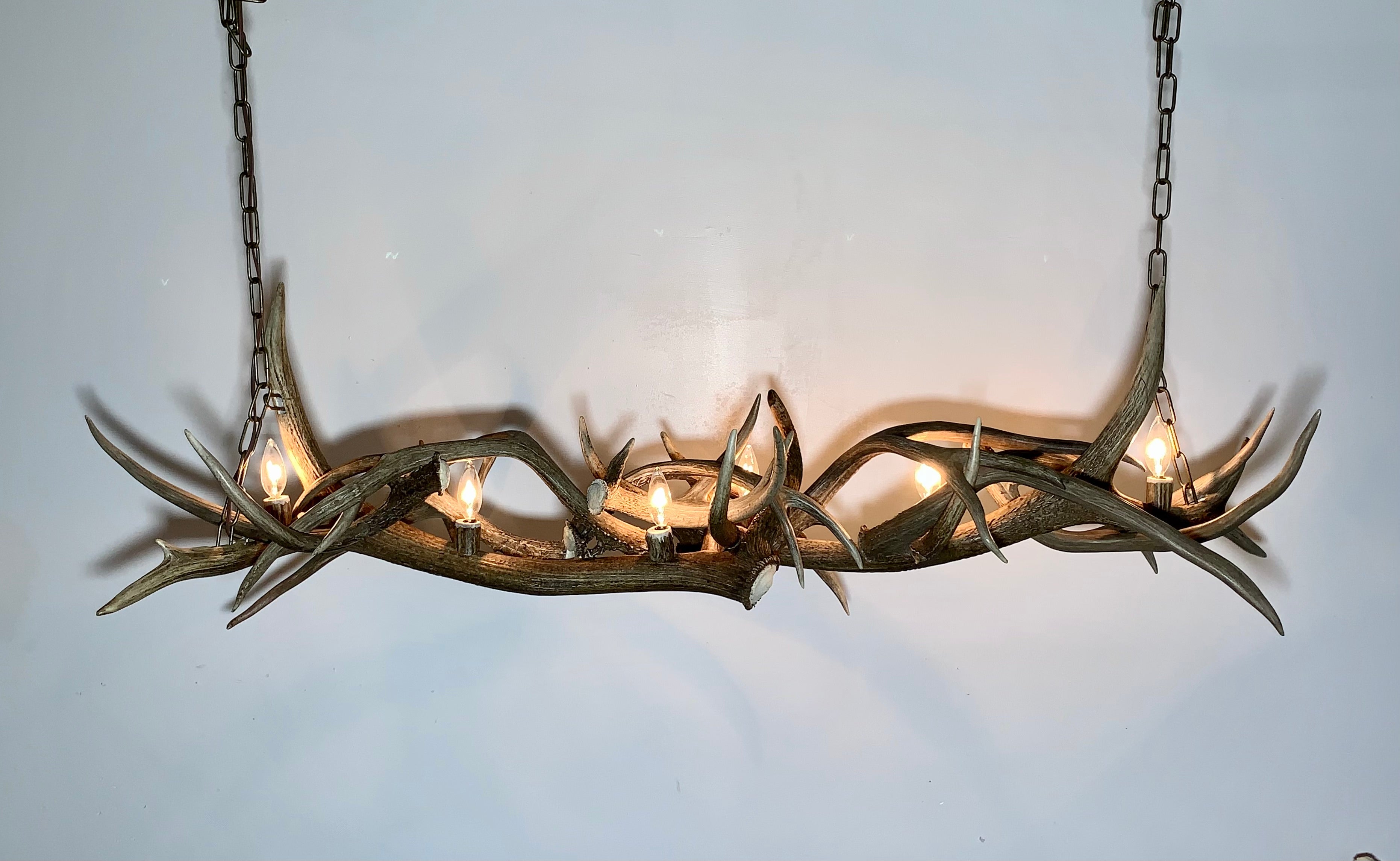 Whiskey River Linear Real Elk and Deer Antler Chandelier – 6 Lights