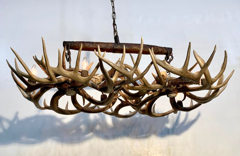 The Wild Wild West Oblong Real Antler Chandelier