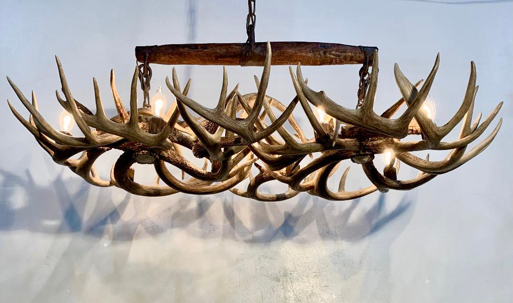 The Wild Wild West Oblong Real Antler Chandelier