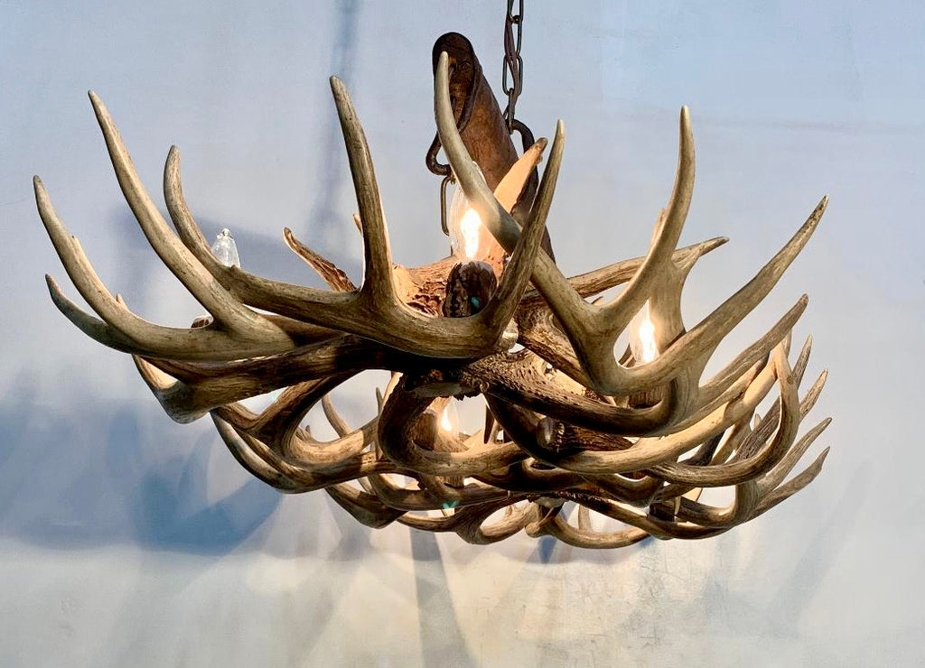 The Wild Wild West Oblong Real Antler Chandelier