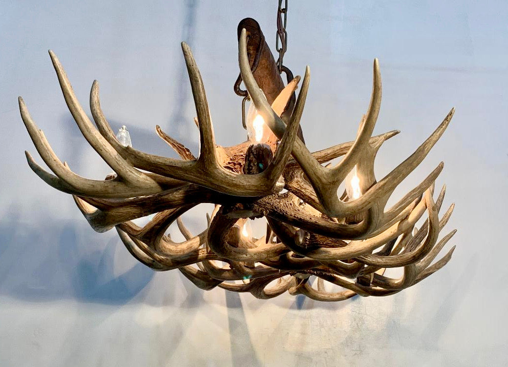The Wild Wild West Oblong Real Antler Chandelier