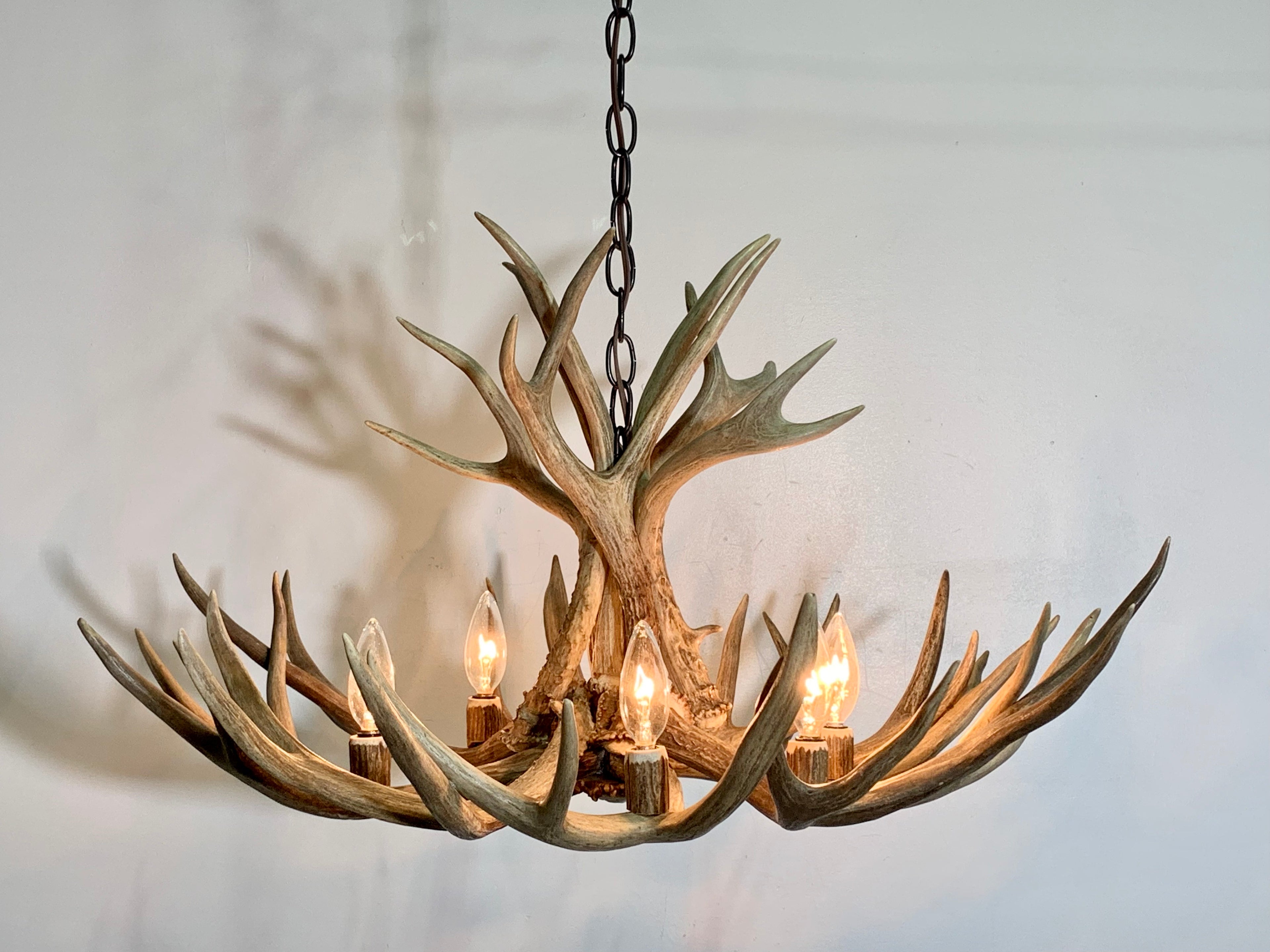 Whitefish Real Mule Deer Antler Chandelier – 36 Inch Rustic Lighting